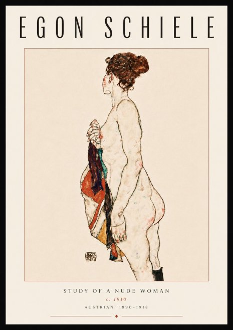 Schiele Study of a Nude Woman No6 - Plakat