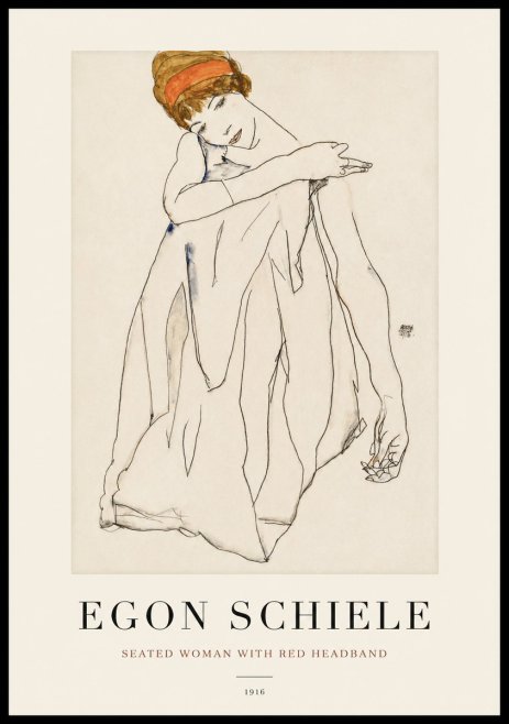 Schiele Seated Woman with Red Headband No1 - Plakat