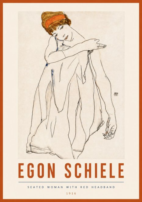 Schiele Seated Woman with Red Headband No3 - Plakat