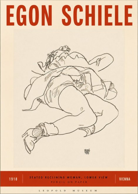 Schiele Seated Reclining Woman, Lower View No3 - Plakat