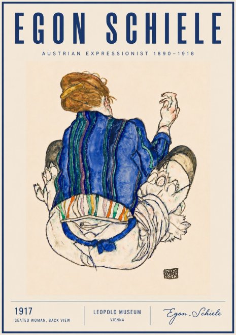 Schiele Seated Woman, Back View No4 - Plakat