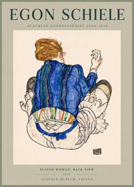 Schiele Seated Woman, Back View No5 - Plakat