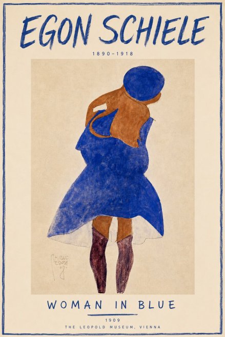 Schiele Blue Dress (Girl in Blue) No6 - Plakat