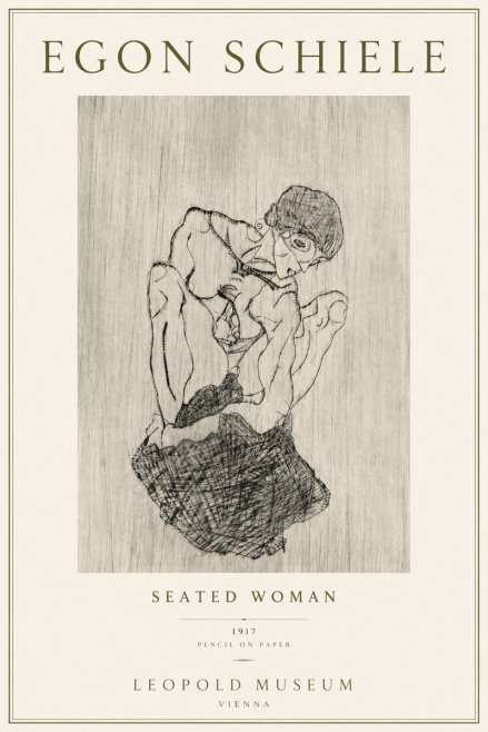 Schiele Seated Woman No4 - Plakat