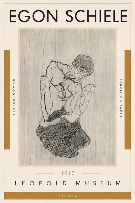 Schiele Seated Woman No5 - Plakat