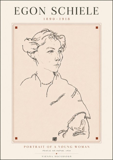 Schiele Portrait of a Young Woman No5 - Plakat