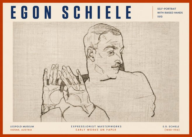 Schiele Self-portrait with Raised Hands No6 - Plakat