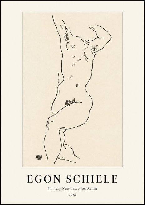 Schiele Standing Nude with Arms Raised No1 - Plakat