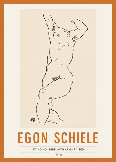 Schiele Standing Nude with Arms Raised No2 - Plakat