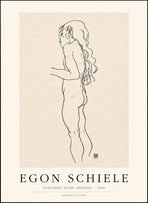 Schiele Standing Nude, Profile No1 - Plakat