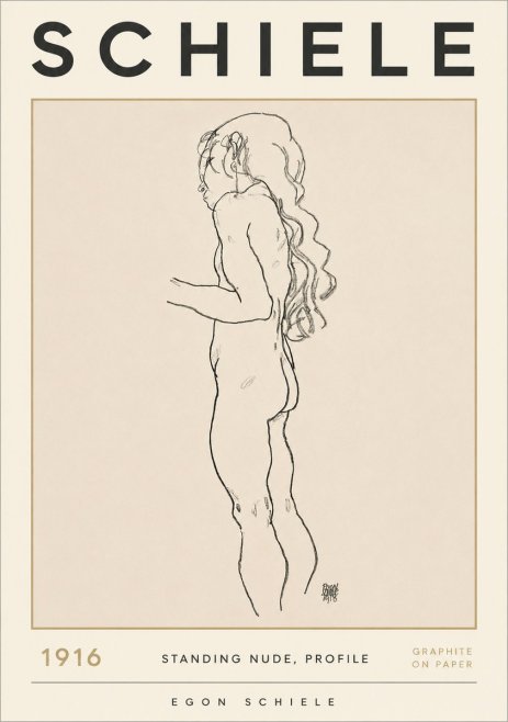 Schiele Standing Nude, Profile No2 - Plakat