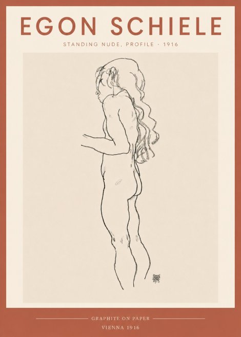Schiele Standing Nude, Profile No3 - Plakat