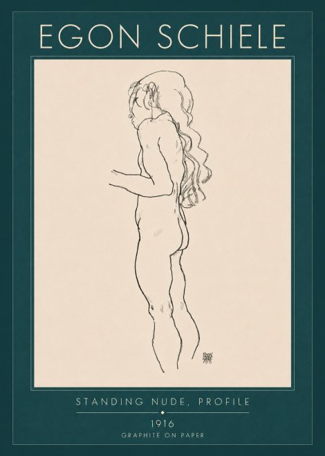 Schiele Standing Nude, Profile No4 - Plakat