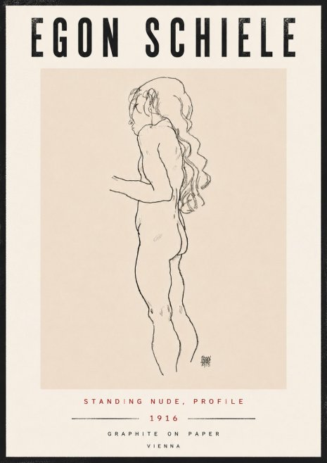 Schiele Standing Nude, Profile No6 - Plakat