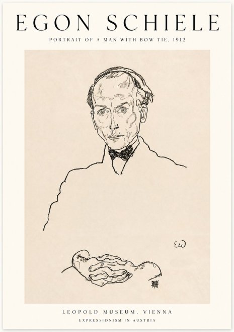 Schiele Portrait of a Man with Bow Tie, 1912 No1 - Plakat