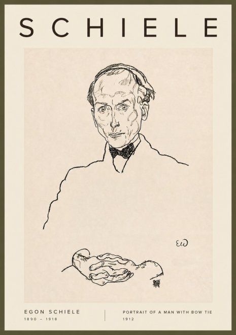 Schiele Portrait of a Man with Bow Tie, 1912 No2 - Plakat