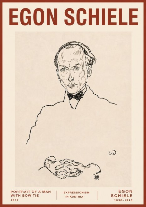 Schiele Portrait of a Man with Bow Tie, 1912 No3 - Plakat