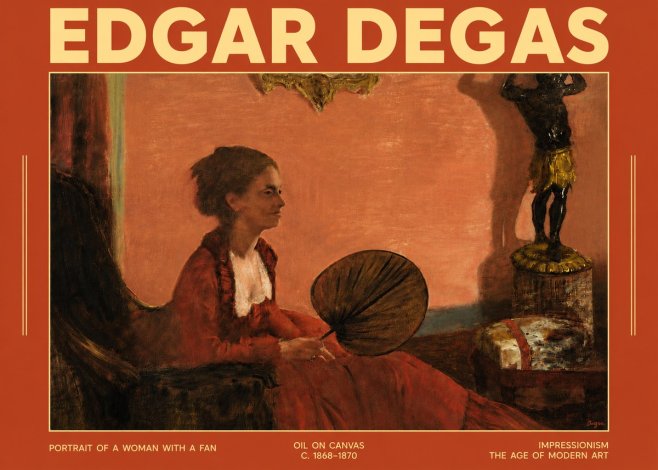 Edgar Degas Portrait of a Woman with a Fan No4 - Plakat