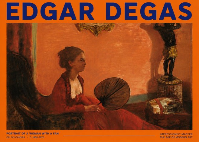 Edgar Degas Portrait of a Woman with a Fan No5 - Plakat