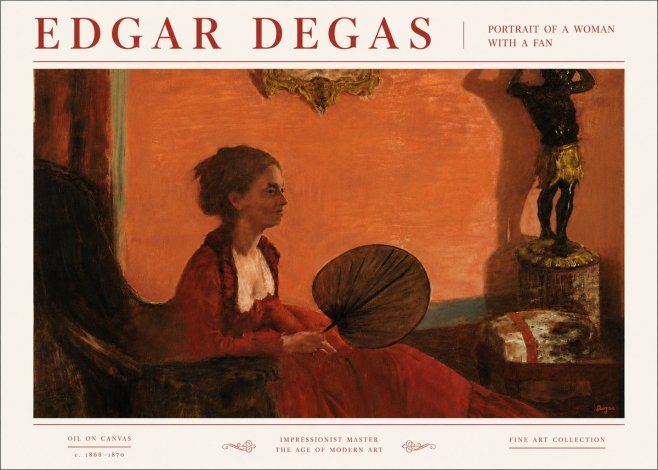 Edgar Degas Portrait of a Woman with a Fan No6 - Plakat