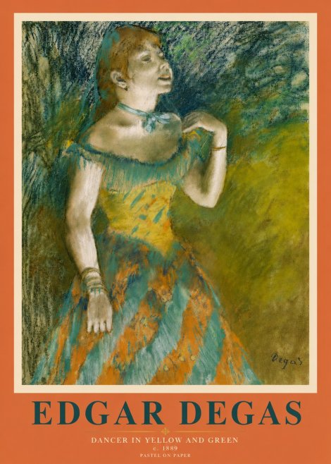 Edgar Degas Dancer in Yellow and Green No3 - Plakat