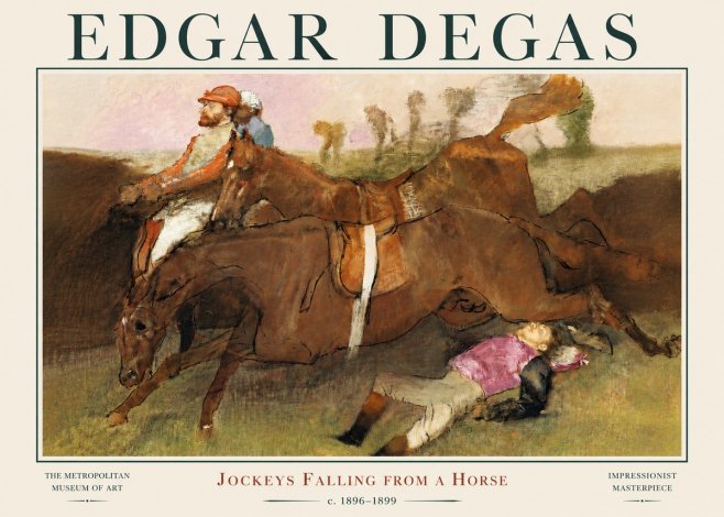 Edgar Degas Jockeys Falling from a Horse No3 - Plakat