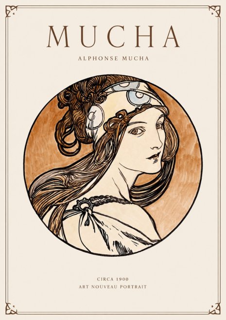 Mucha Art Nouveau Portrait I No1 - Plakat