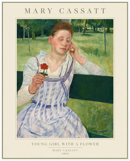 Mary Cassatt Young Girl with a Flower No1 - Plakat