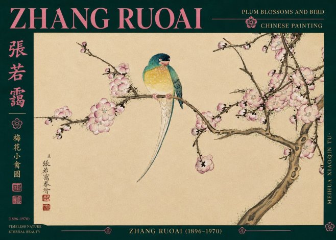 Zhang Ruoai Plum Blossoms and Bird No3 - Plakat