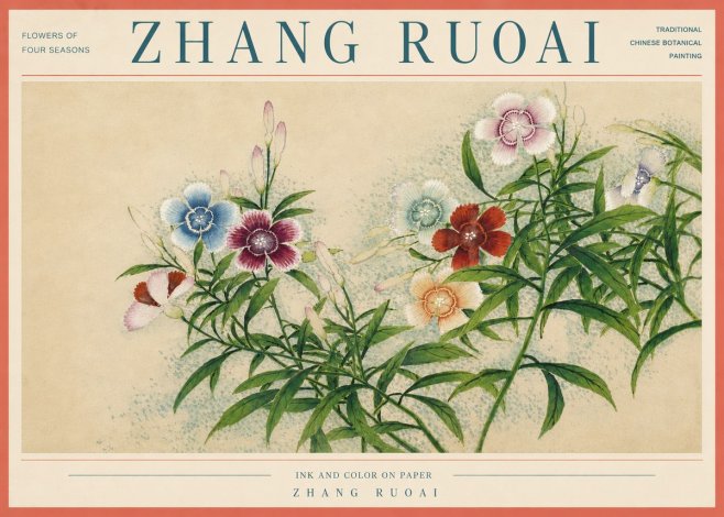 Zhang Ruoai Dianthus in Bloom No6 - Plakat