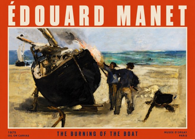 Édouard Manet The Burning of the Boat No4 - Plakat