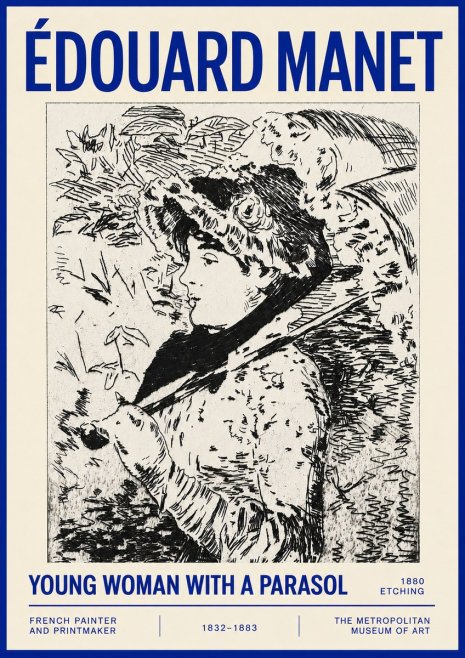 Édouard Manet Young Woman with a Parasol No4 - Plakat