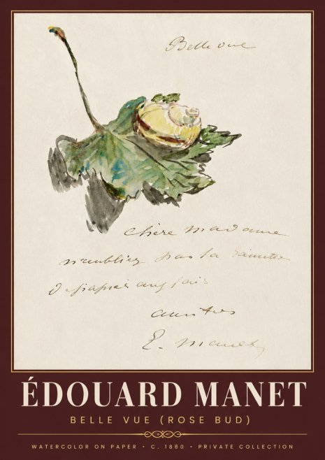 Édouard Manet A Rosebud with Leaf No6 - Plakat