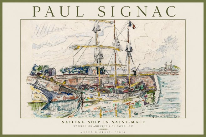 Signac Sailing Ship in Saint-malo No4 - Plakat