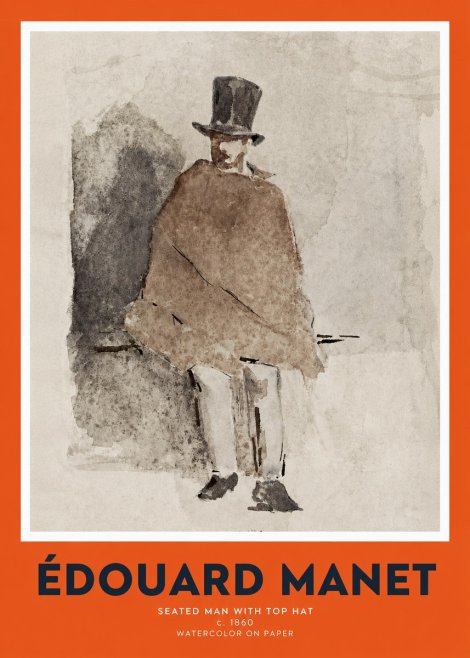 Édouard Manet Seated Man with Top Hat No2 - Plakat