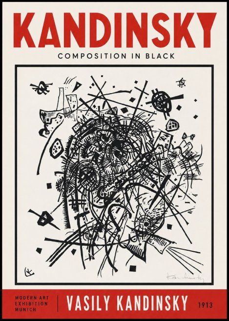 Kandinsky Composition in Black No2 - Plakat