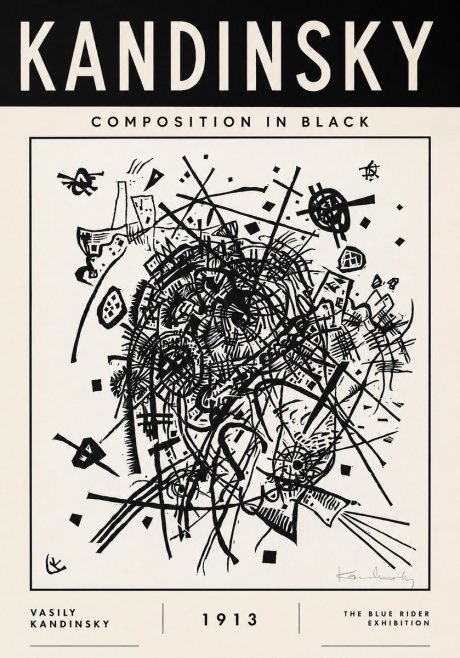 Kandinsky Composition in Black No3 - Plakat