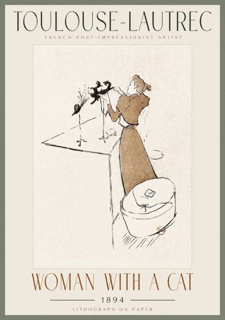 Toulouse-Lautrec Woman with a Cat No2 - Plakat