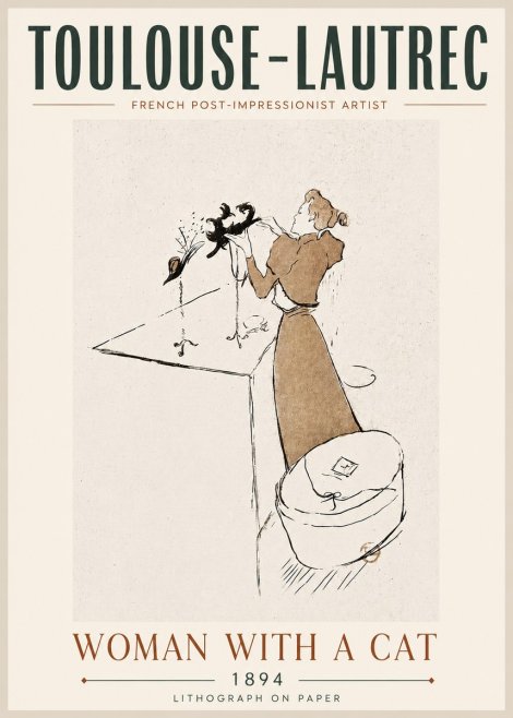 Toulouse-Lautrec Woman with a Cat No6 - Plakat