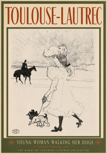 Toulouse-Lautrec Young Woman Walking Her Dogs No3 - Plakat