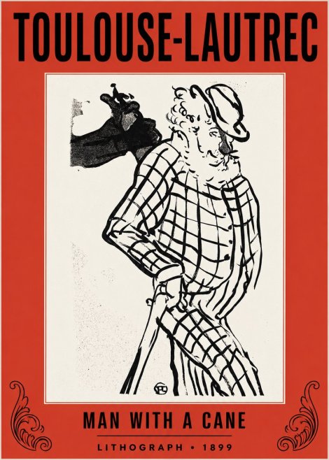Toulouse-Lautrec Man with a Cane No2 - Plakat