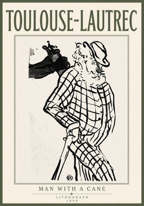 Toulouse-Lautrec Man with a Cane No6 - Plakat