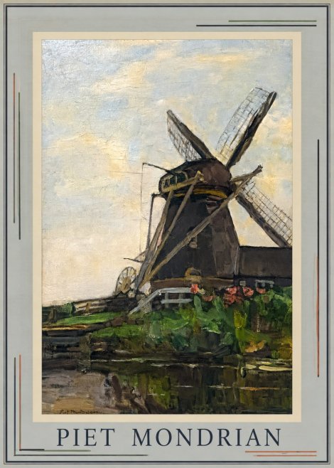 Piet Mondrian Windmill by the Water I No1 - Plakat