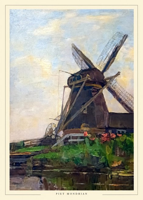 Piet Mondrian Windmill by the Water I No6 - Plakat