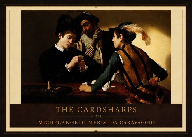 Michelangelo Merisi da Caravaggio The Cardsharps II No1 - Plakat