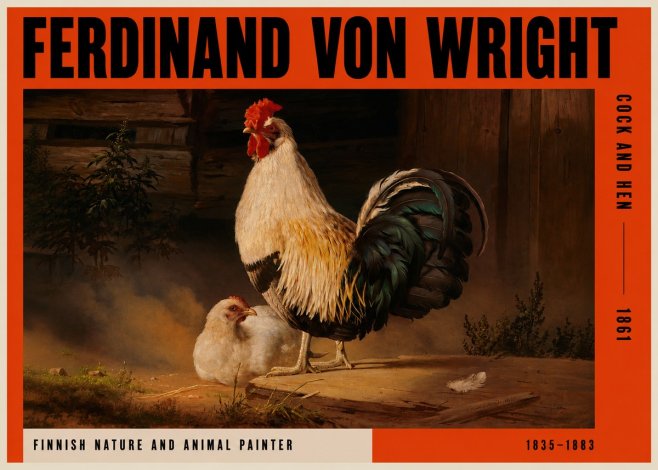 Ferdinand von Wright Cock and Hen No2 - Plakat