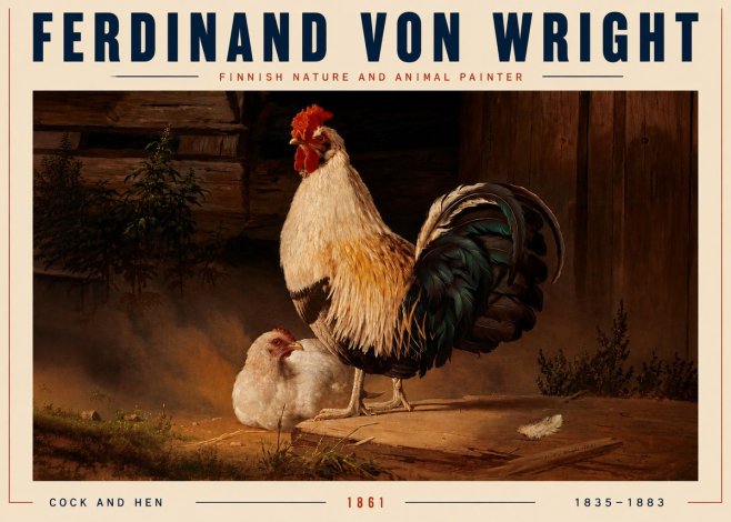 Ferdinand von Wright Cock and Hen No4 - Plakat