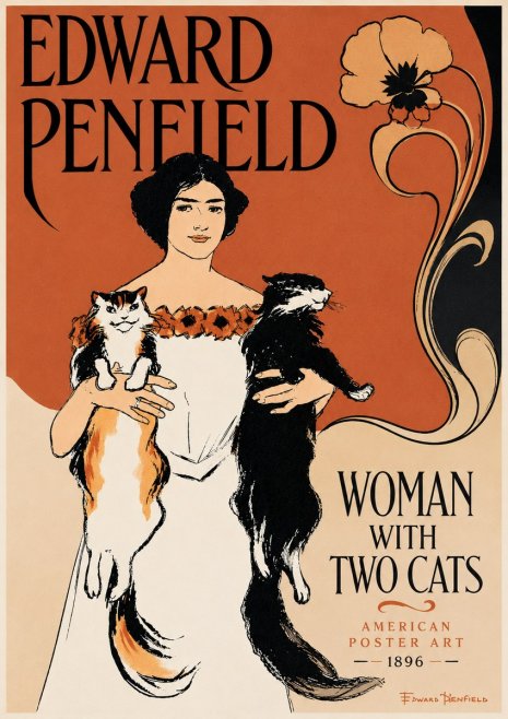 Edward Penfield Woman with Two Cats No6 - Plakat