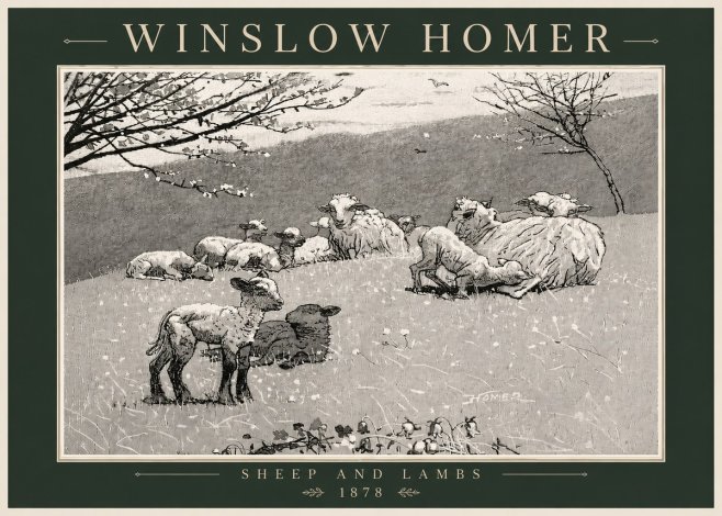 Winslow Homer Sheep and Lambs No6 - Plakat