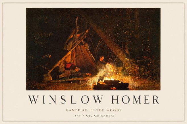 Winslow Homer Campfire in the Woods No1 - Plakat